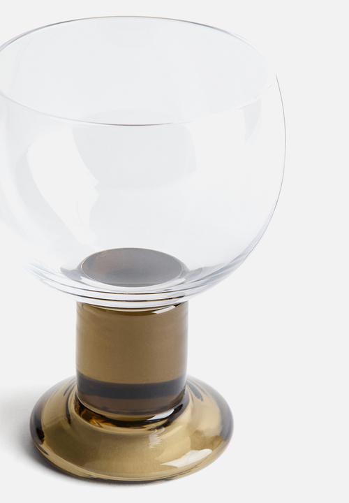 H&M - Mouth-blown wine glass - transparent/olive green