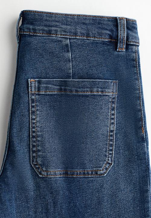 H&M - Wide high waist jeans - dark denim blue