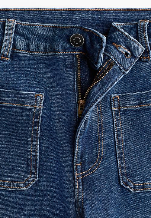 H&M - Wide high waist jeans - dark denim blue