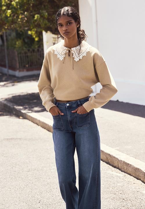 H&M - Wide high waist jeans - dark denim blue