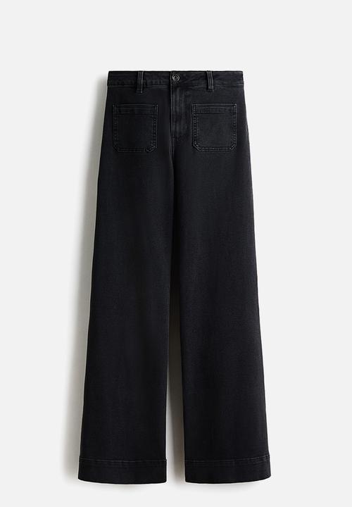 H&M - Wide high waist jeans - denim black
