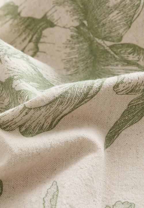 H&M - Linen-blend cushion cover - light beige/floral