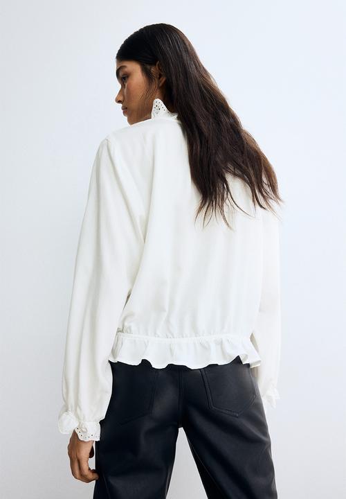 H&M - Frill-trimmed blouse - light beige