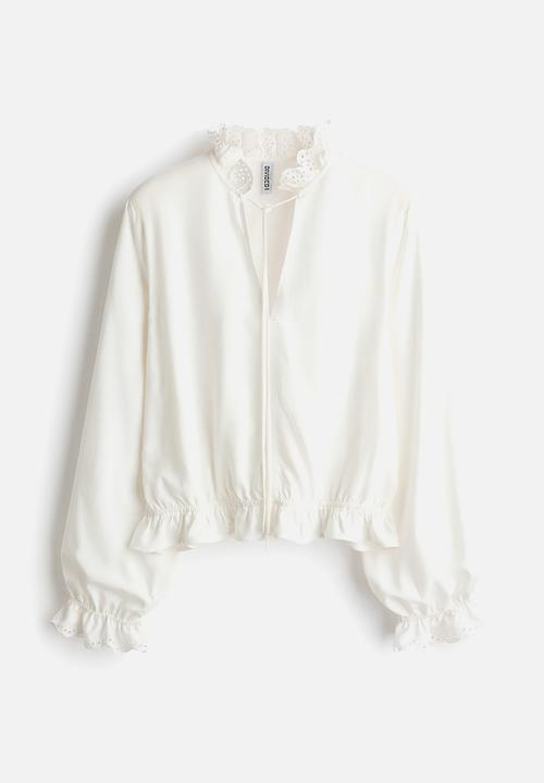H&M - Frill-trimmed blouse - light beige