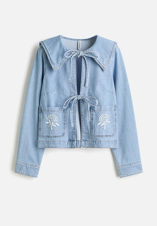 H&M - Tie-front denim jacket - light denim blue