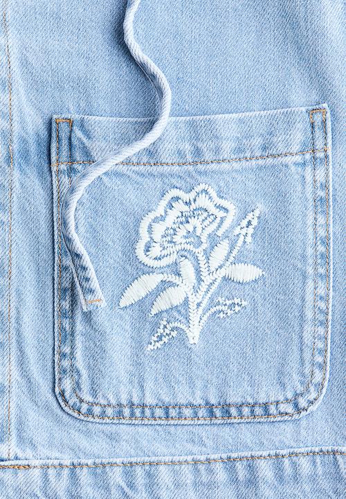 H&M - Tie-front denim jacket - light denim blue