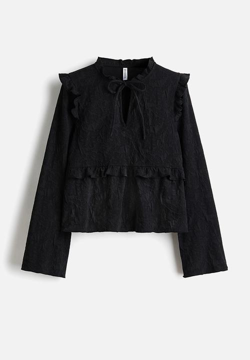 H&M - Jacquard jersey blouse - black