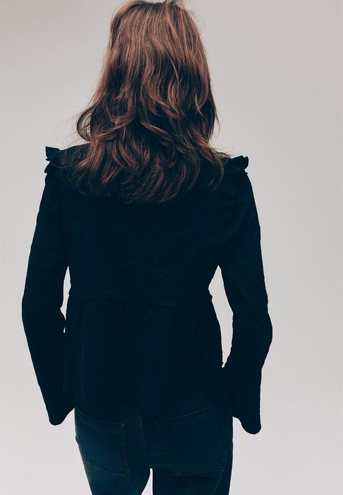 H&M - Jacquard jersey blouse - black