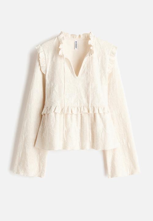 H&M - Jacquard jersey blouse - cream