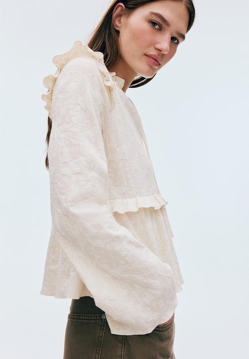 H&M - Jacquard jersey blouse - cream