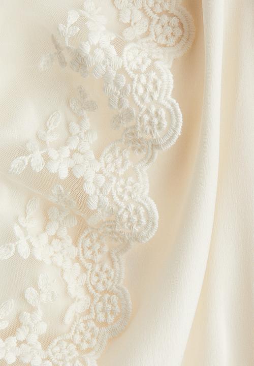 H&M - Flounce-trimmed satin blouse - cream