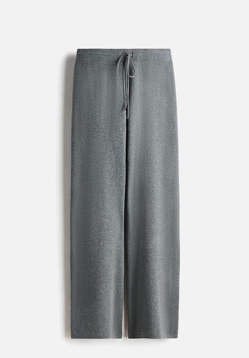 H&M - Knitted drawstring trousers - grey