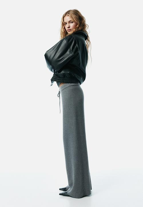 H&M - Knitted drawstring trousers - grey