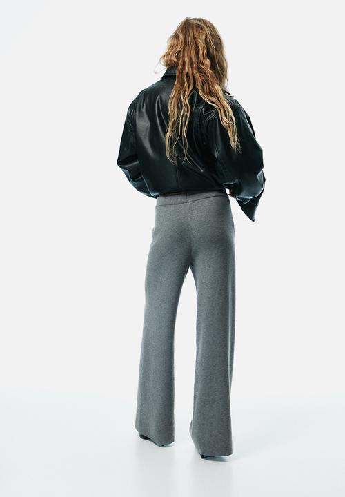 H&M - Knitted drawstring trousers - grey