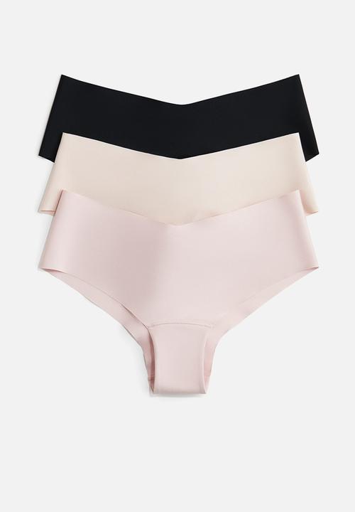 H&M - 3 Pack invisible hipster briefs - light pink/light beige/black