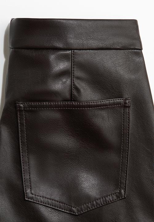 H&M - Coated bootcut trousers - dark brown