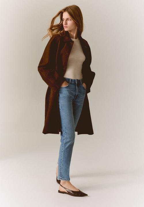 H&M - Slim straight high ankle jeans - light denim blue
