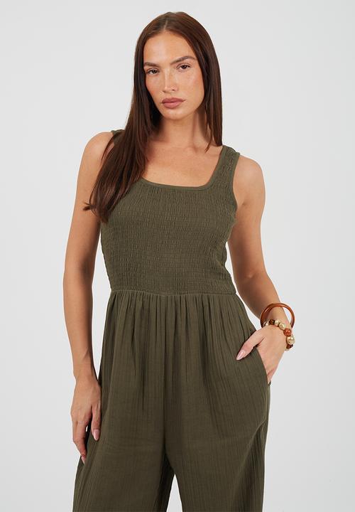Brave Soul - Ladies Scoop Neckline Jumpsuit - Khaki