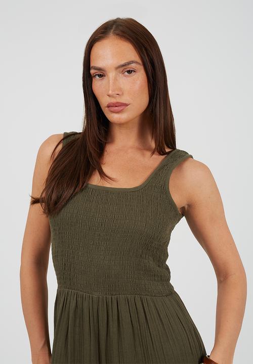 Brave Soul - Ladies Scoop Neckline Jumpsuit - Khaki