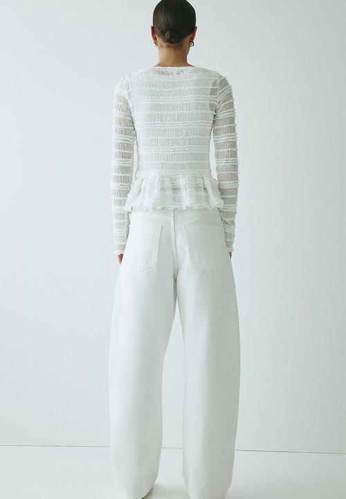 H&M - Smocked top - white