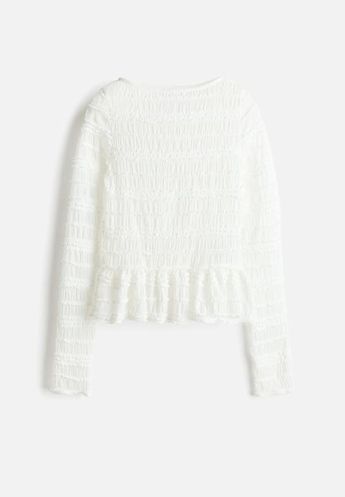 H&M - Smocked top - white