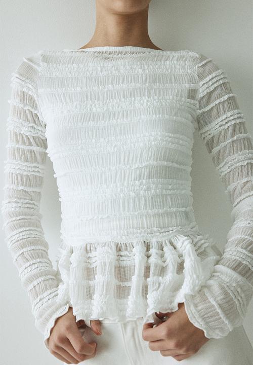 H&M - Smocked top - white