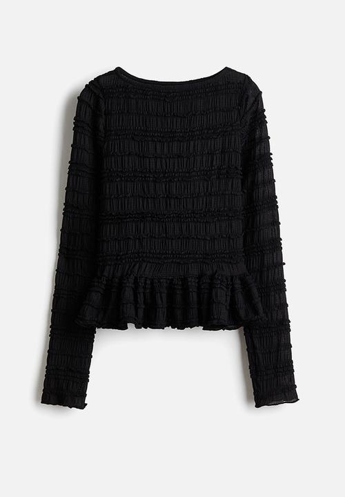 H&M - Smocked top - black