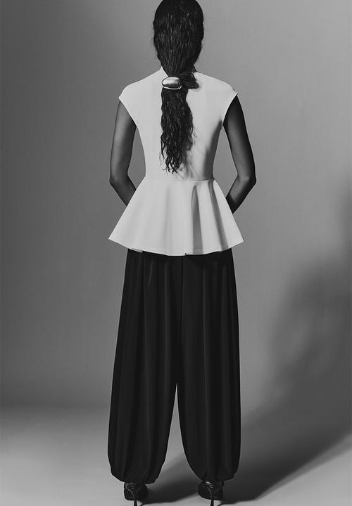 H&M - Ponte di roma peplum top - white
