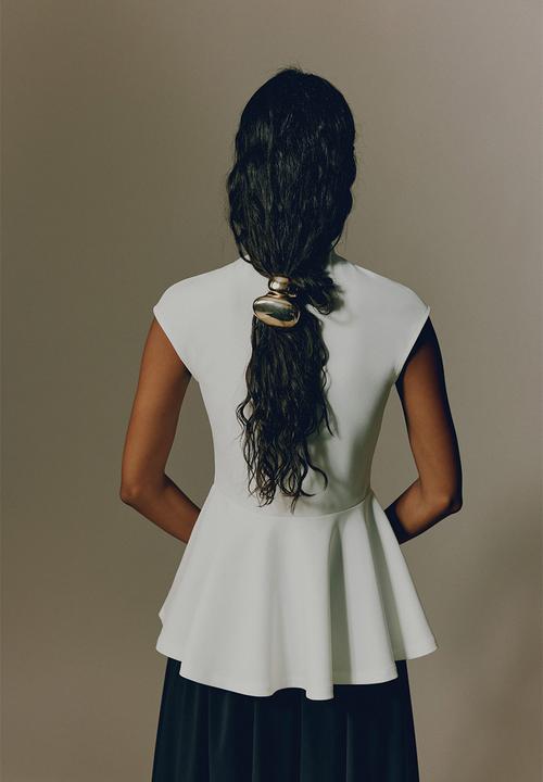 H&M - Ponte di roma peplum top - white