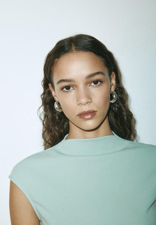 H&M - Ponte di roma peplum top - dusty turquoise