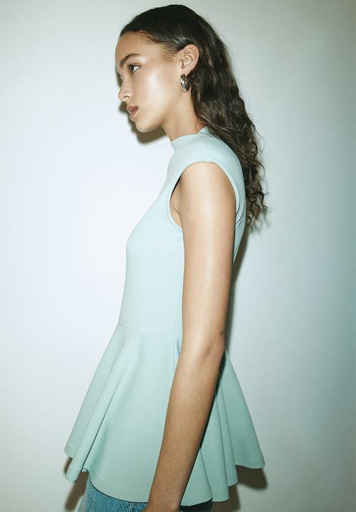 H&M - Ponte di roma peplum top - dusty turquoise