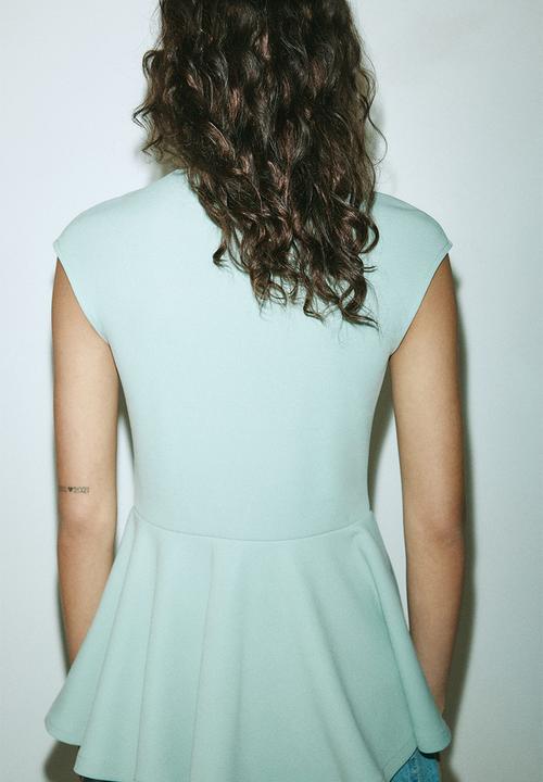 H&M - Ponte di roma peplum top - dusty turquoise