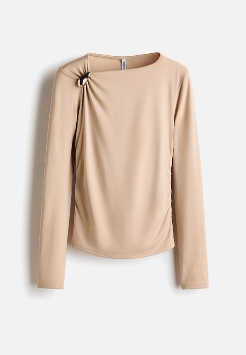 H&M - Asymmetric jersey top - beige