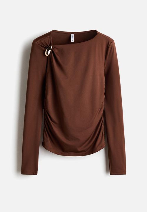 H&M - Asymmetric jersey top - brown