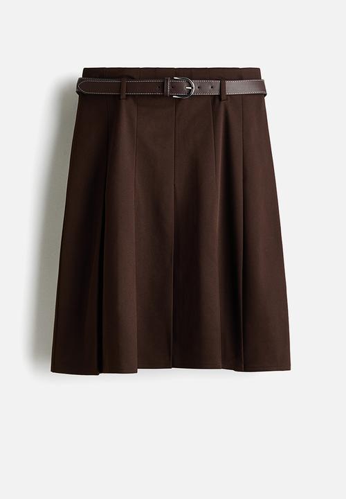 H&M - Belted skirt - dark brown