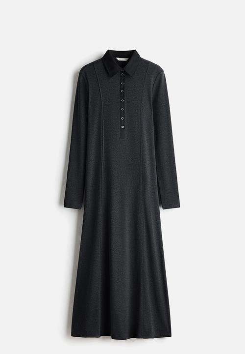 H&M - Fine-knit polo dress - dark grey marl