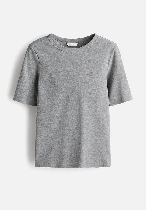 H&M - Ribbed t-shirt - grey marl