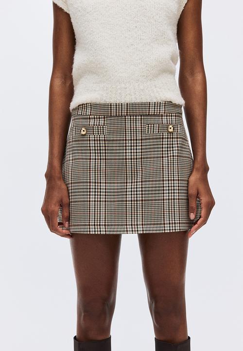 H&M - Skort - light beige/checked