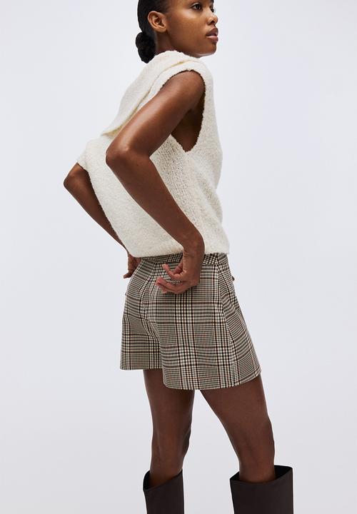 H&M - Skort - light beige/checked