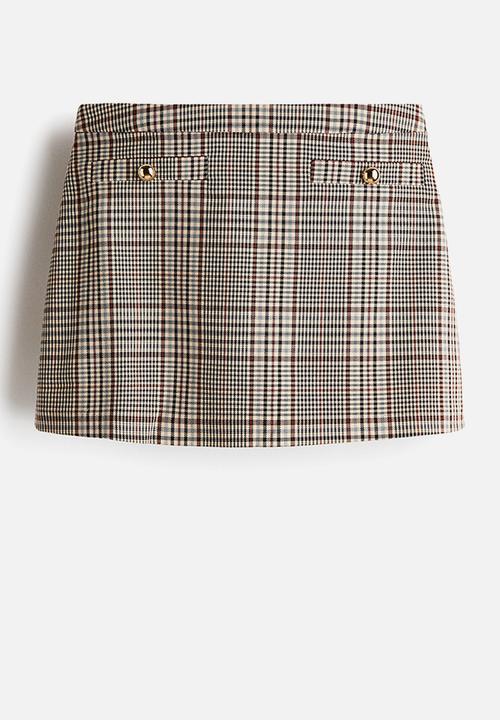 H&M - Skort - light beige/checked