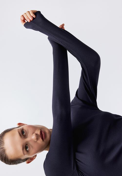 H&M - Ribbed boat-neck top - navy blue