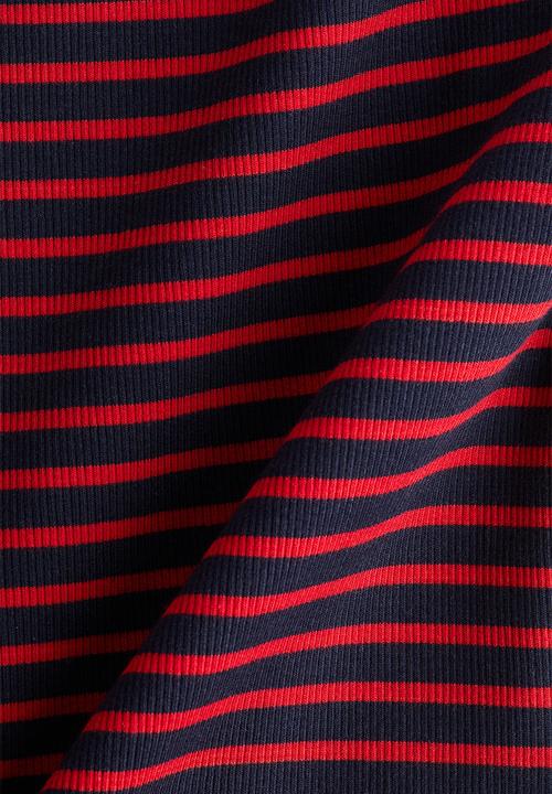 H&M - Ribbed boat-neck top - red/striped