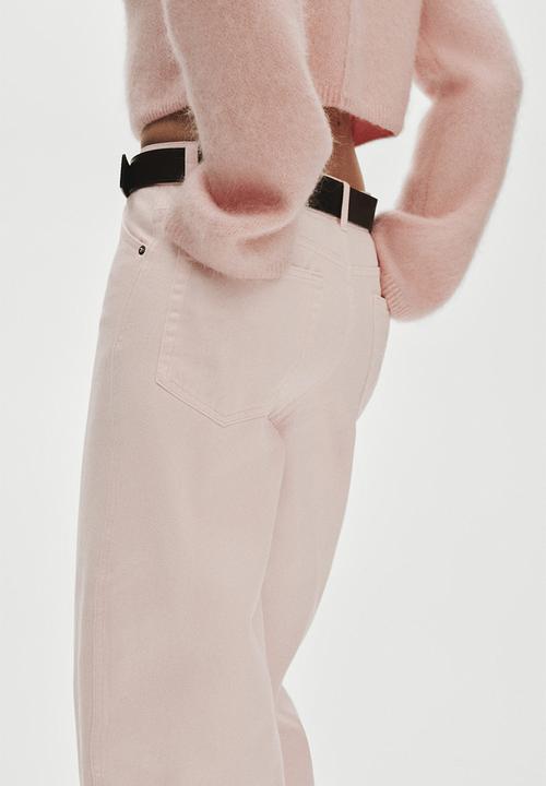 H&M - Barrel regular waist ankle jeans - light pink