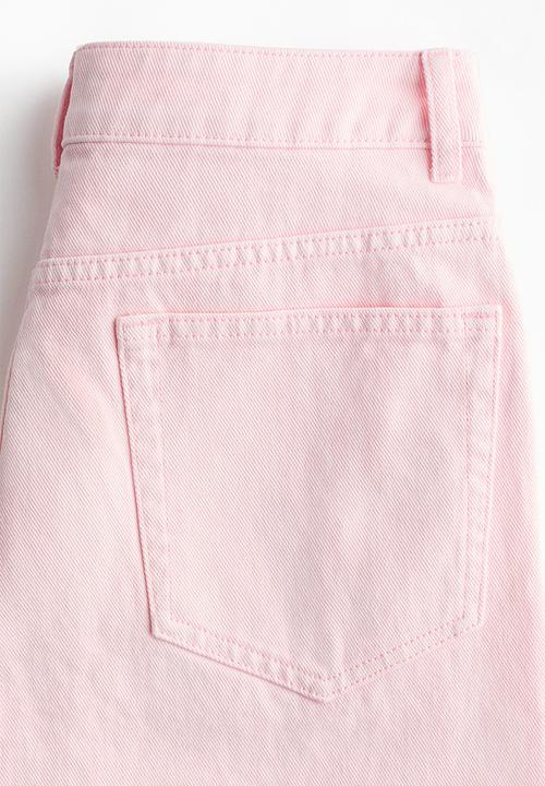 H&M - Barrel regular waist ankle jeans - light pink