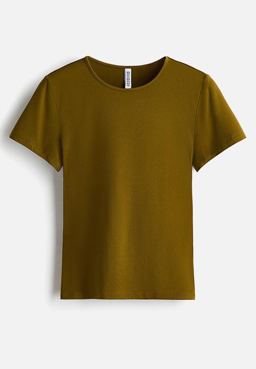 H&M - Fitted T-shirt - dark khaki green