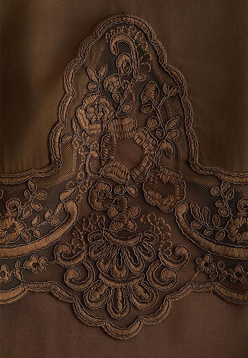 H&M - Lace-trimmed satin skirt - brown