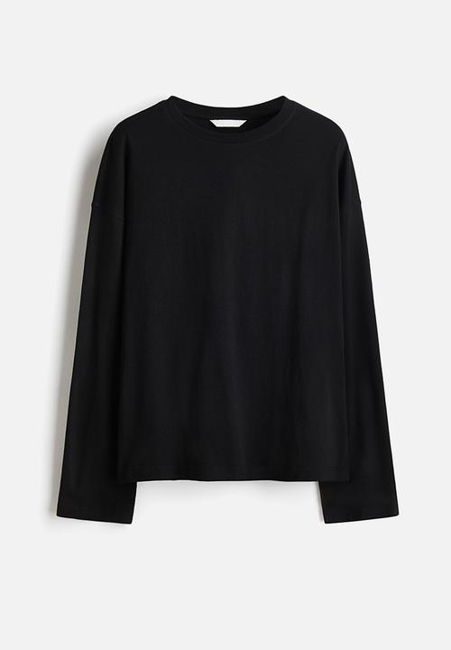H&M - Long-sleeved cotton top - black