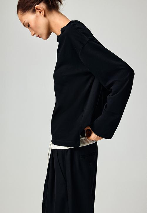 H&M - Long-sleeved cotton top - black