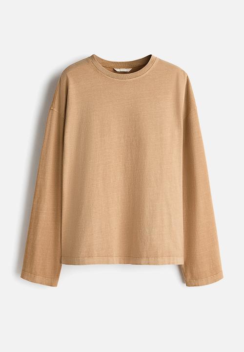 H&M - Long-sleeved cotton top - beige