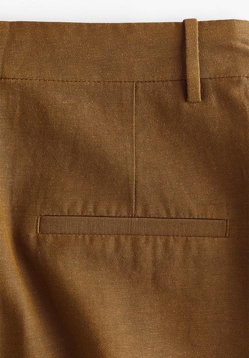 H&M - Tailored linen-blend shorts - dark golden olive